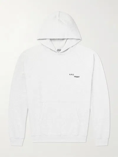 A.p.c. Straight-cut Hooded Sweatshirt In Heathered Grey Cotton Fleece In Gray