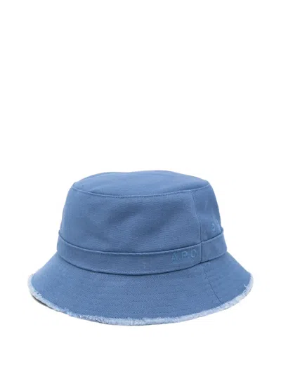 Apc Fringed Bucket Hat In Blue