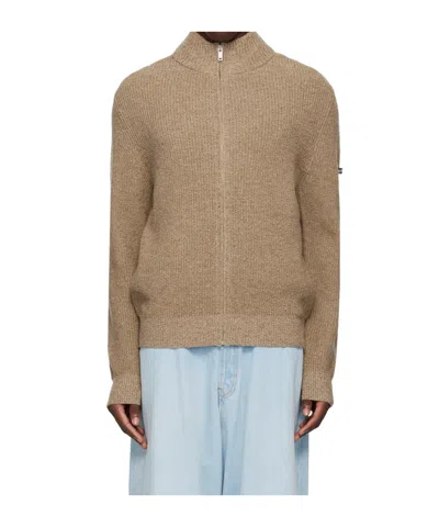 Apc Front Zipper Sweater In Brown