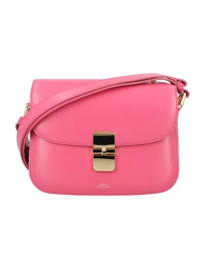Apc Fuchsia Rose Leather Grace Small Handbag For Women In Fucsia_rose