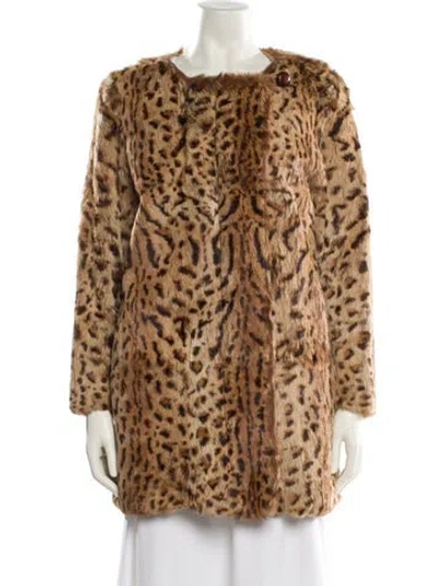 Pre-owned A.p.c. Fur Animal Print Fur Coat In Neutral