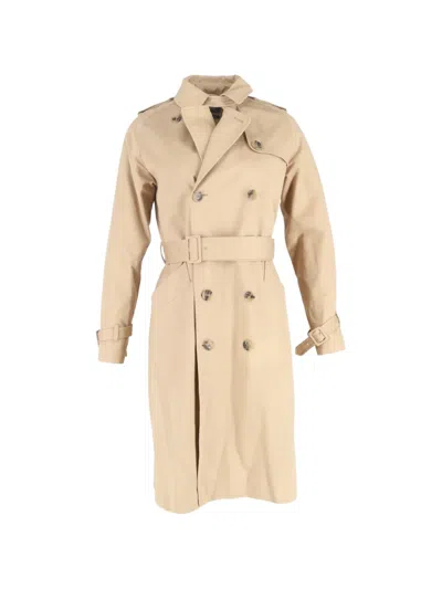 Pre-owned Apc Gabardine Double-breasted Trench Coat In Neutral