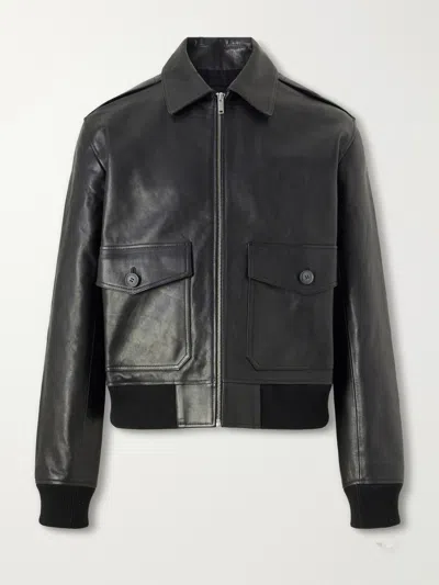 A.p.c. Long-sleeve Leather Jacket In Black