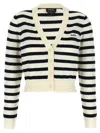 Apc Striped Pattern Knitwear Cardigan With Ribbed Cuffs In White
