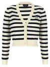 Apc Striped Pattern Knitwear Cardigan With Ribbed Cuffs In White