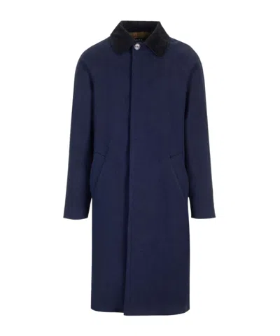 Apc A.p.c. Gaspard Raglan Sleeved Coat In Blue