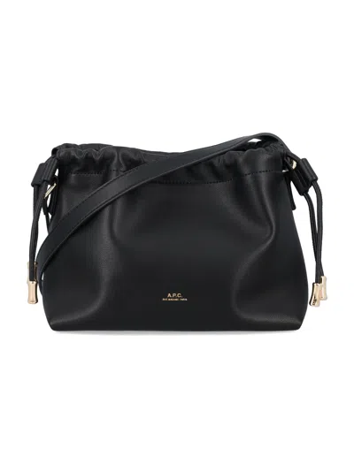 A.p.c. Gathered Edge Mini Shoulder Bag With Adjustable Strap In Black