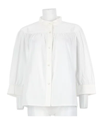 A.p.c. Gathered Stand-collar Shirt In White