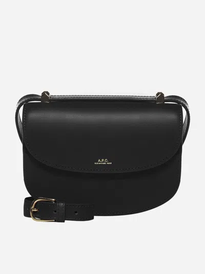 Apc Geneve Mini Leather Shoulder Bag In Black