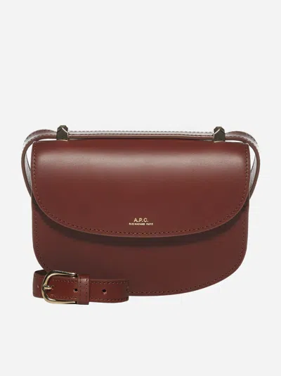 Apc Geneve Mini Leather Shoulder Bag In Brown