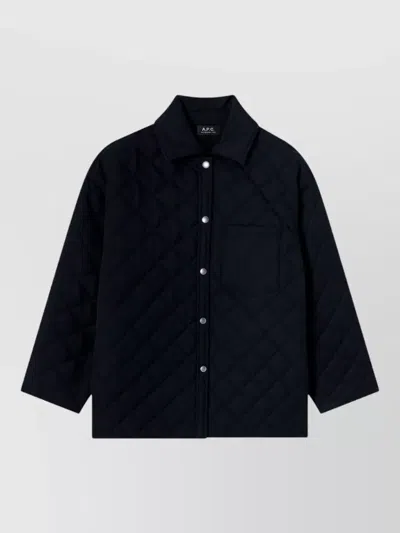 A.p.c. A. P.c. Georges Wool Jacket Womens Xs Navy Blue In Black