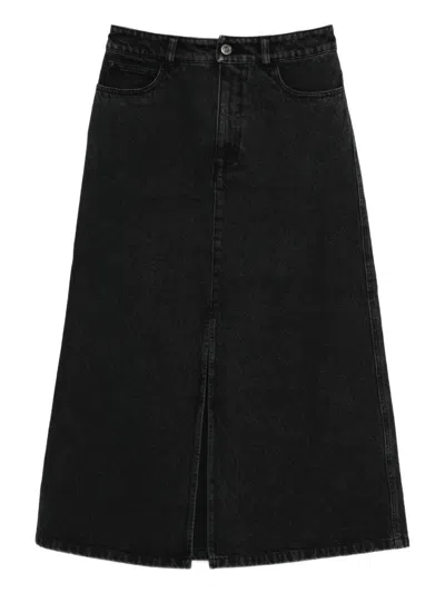Apc Georgia Denim Midi Skirt In Black