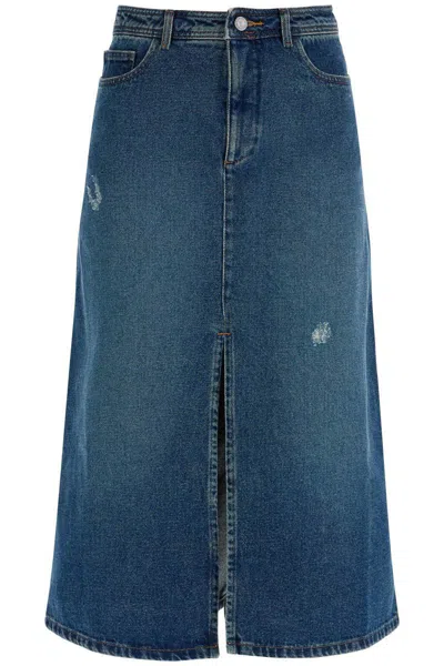 Apc 'georgia Denim Midi Skirt In In Blue