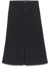 Apc Split-front Denim Midi Skirt In 蓝色