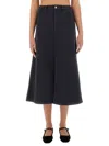 Apc Split-front Denim Midi Skirt In Blue