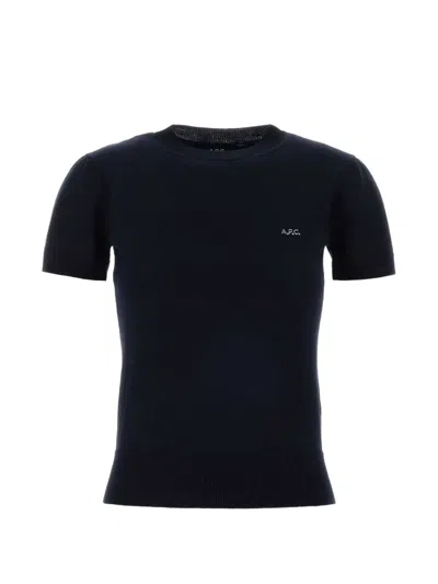 A.p.c. Wool Blend Gia Sweater Short Sleeves In Blue
