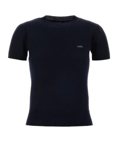 A.p.c. Gia Short-sleeve Knitted Top In Blue