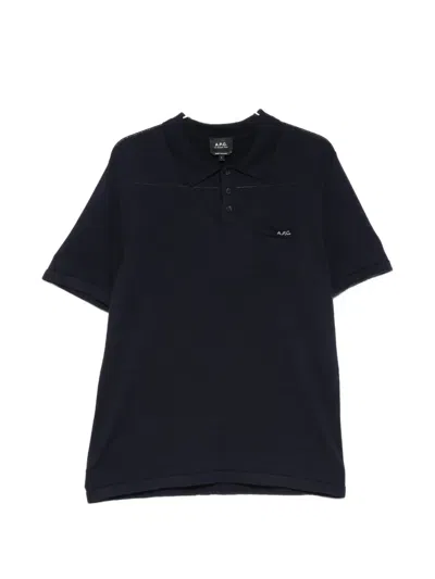 A.p.c. A. P.c. Gide Logo-embroidered Chest-pocket Polo Shirt In Blue