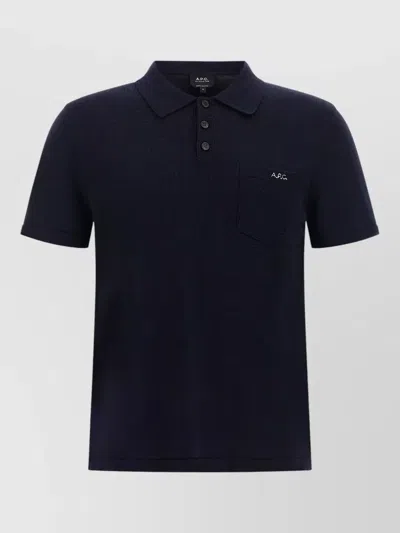 A.p.c. Gide Polo Shirt Chest Pocket Short Sleeves In Blue