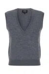 Apc Grey Wool Lise Vest In Gray