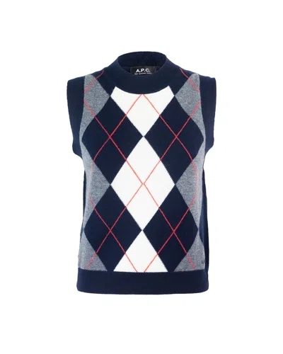 Apc A.p.c. Gilet Pia Dark Navy In Blue