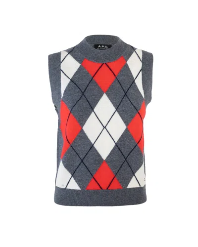Apc A.p.c. Gilet Pia Heathered Anthracite In Multi