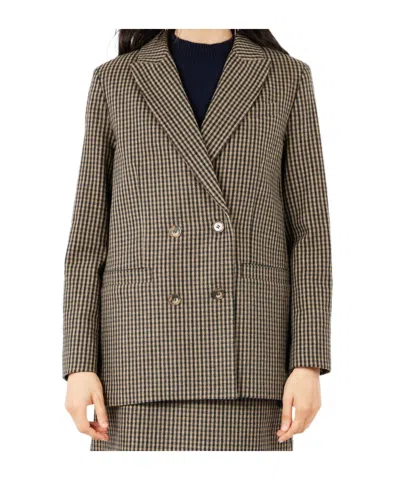 APC GINGHAM-CHECK DOUBLE-BREASTED COAT