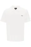 Apc A.p.c. Men White Polo Shirt With Classic Collar And Logo Embroidery On The Front In Cotton Man In White