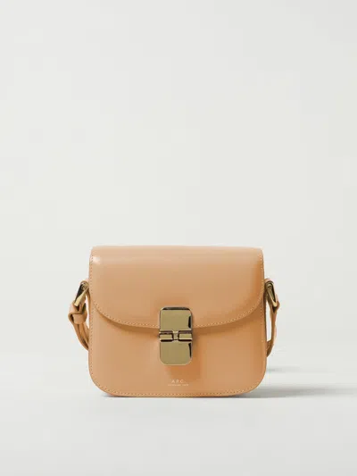 Apc A.p.c. Grace Bag In Leather With Logo In Beige