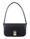 Apc Leather Shoulder Bag With Frontal Logo In Black