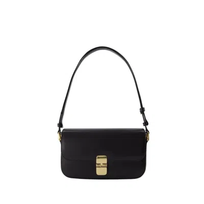 APC A.P.C. GRACE BAGUETTE IN BLACK LEATHER