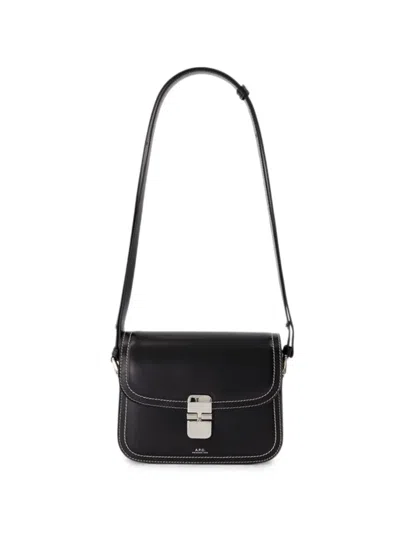 A.p.c. Grace Contrast-stitch Shoulder Bag In Black