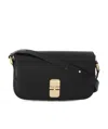 Apc Leather Shoulder Bag With Frontal Logo In Black
