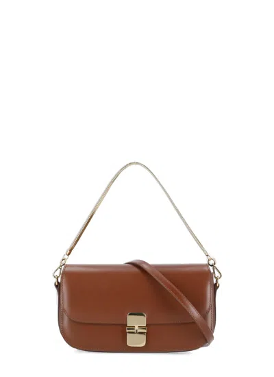 Apc Grace Leather Clutch Bag In Brown