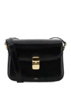 A.p.c. Compact Black Calf Leather Shoulder Bag With Adjustable Strap