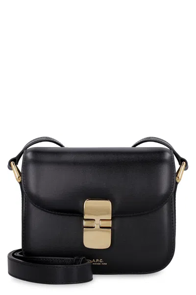 Apc A.p.c. Grace Leather Mini Crossbody Bag In Black