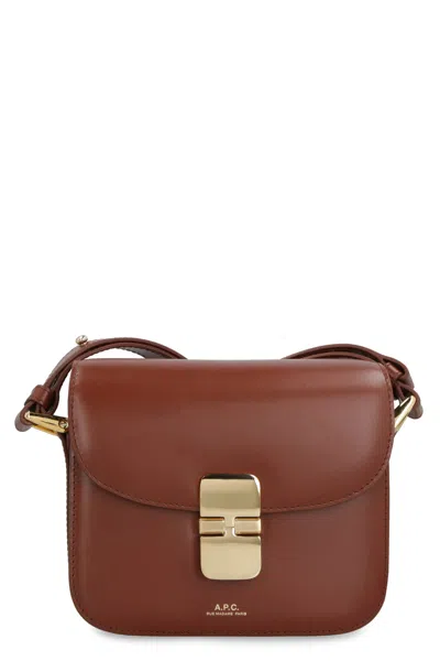 Apc Grace Leather Mini Crossbody Bag In Brown