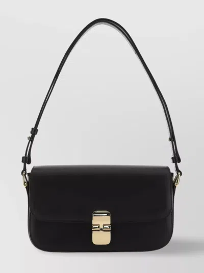 Apc Grace Leather Shoulder Bag In Lzz Noir