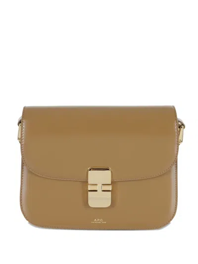 Apc Grace Leather Shoulder Bag In Brown