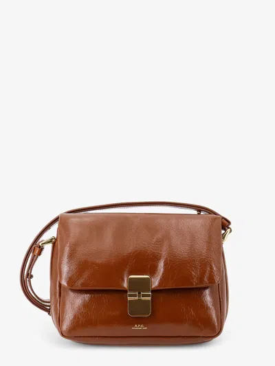 Apc Grace Leather Shoulder Bag In Brown