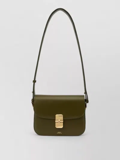 A.p.c. Grace Leather Shoulder Crossbody Bag In Green