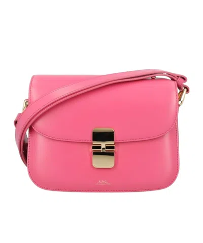 Apc A.p.c. Grace Logo Printed Small Shoulder Bag In Pink