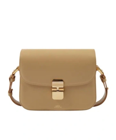 Apc A.p.c. Grace Logo Printed Small Shoulder Bag In Sand