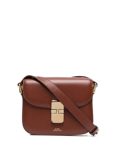 Apc Grace Mini Brown Leather Crossbody Bag Woman