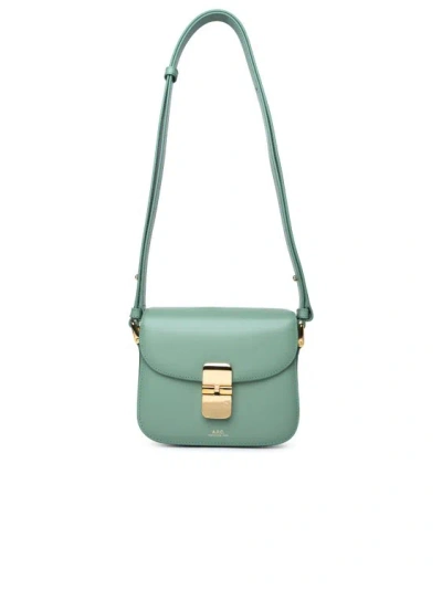 Apc Grace Mini Crossbody Bag In Green Leather In White