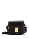 Apc A.p.c. Compact Black Calf Leather Shoulder Bag With Adjustable Strap In Black