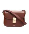 Apc Grance Brown Small Crossbody Bag Wirh Embossed Logo Lettering On The Front And Adjustable Shoulder S In Brown