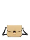Apc Grace Small Beige Shoulder Bag With Clasp Closure And Adjustable Leather Strap In Leather Woman