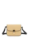 Apc Grace Small Beige Shoulder Bag With Clasp Closure And Adjustable Leather Strap In Leather Woman