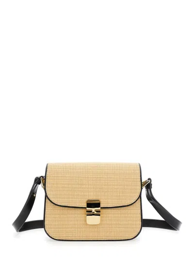 Apc 'grace Small' Beige Shoulder Bag With Clasp Closure And Adjustable Leather Strap In Leather Woman
